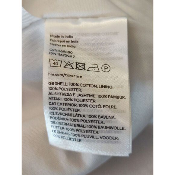 H&M Womens‎ Balloon Sleeve Pure Cotton Open-Back Dress XXL Cottage Core Coquette - Picture 12 of 14